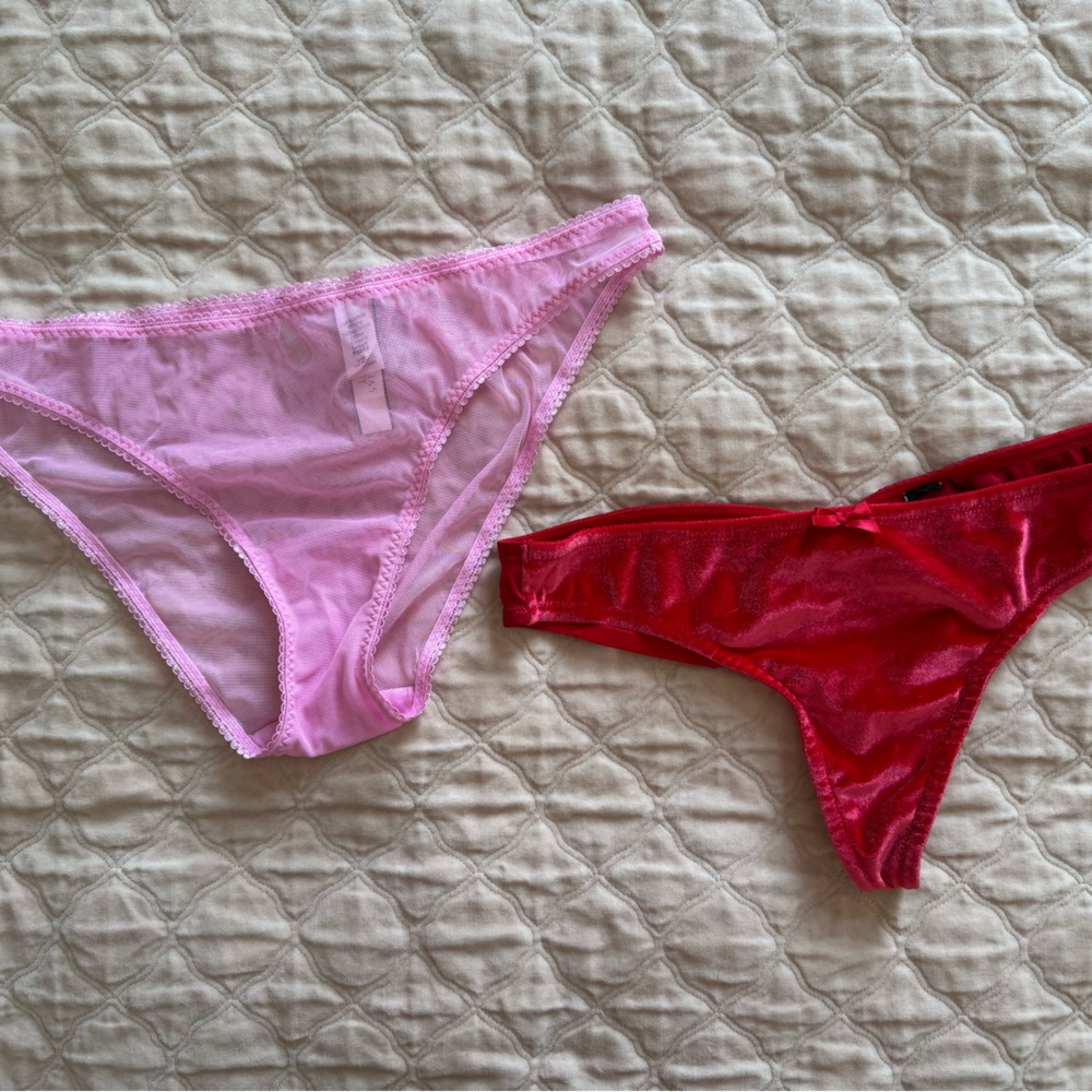 Pink and Red Lace Panties Set